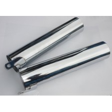 KRYTY PŘEDNÍHO TLUMIČE (PLÁŠTĚ) - PÁR - CHROM - (DÉLKA 232MM) - ČZ 175/487 + 125/488 + 250/471,485 + 350/472